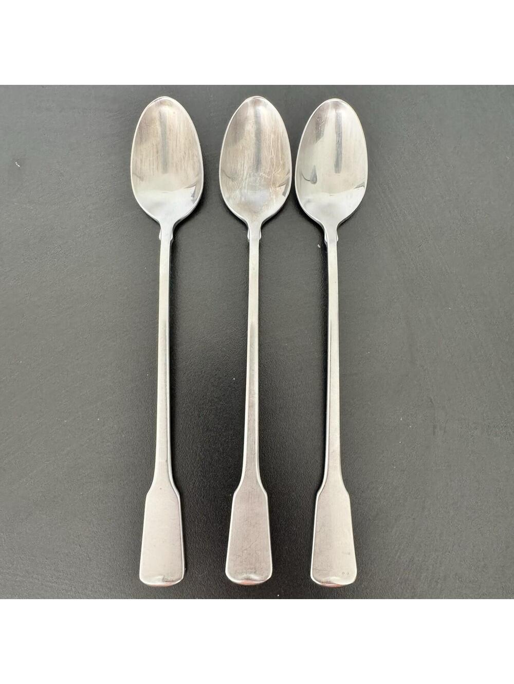 Oneida American Colonial Iced Tea Spoons Cube 7 1/4" Stainless Lot of 3